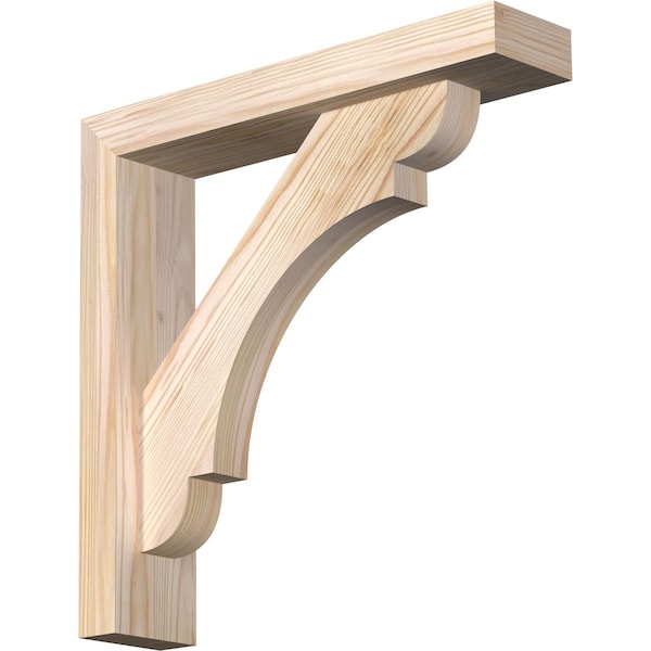Ekena Millwork Olympic Block Smooth Bracket w/ Offset Brace, Douglas Fir, 3 1/2"W x 16"D x 16"H BKT0402X16X16OLY05SDF - main